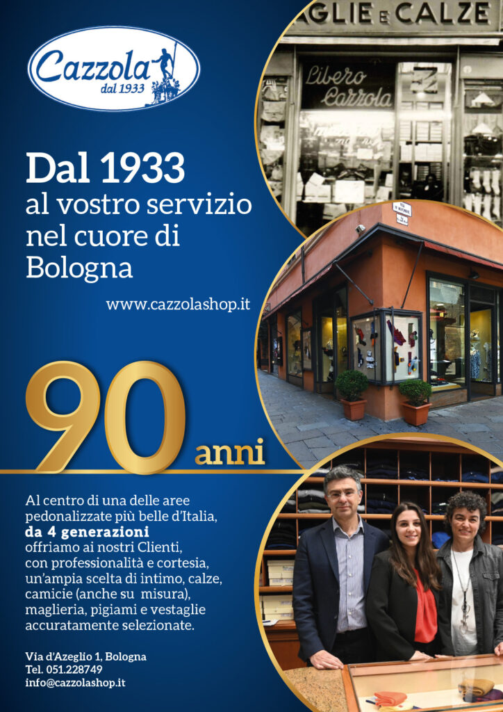 Locandina ASCOM 90 anni negozio Cazzola Bologna centro